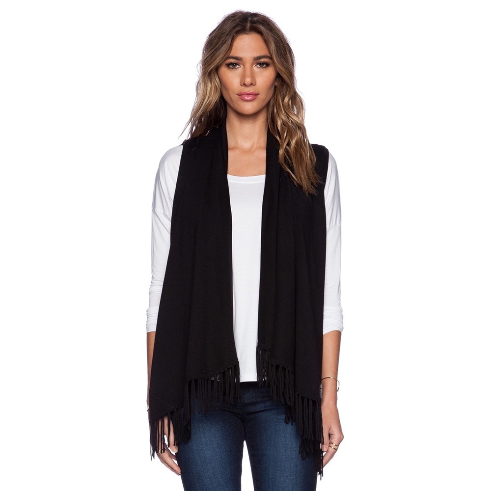 Central Park West Revolve Black Texas Fringe Vest